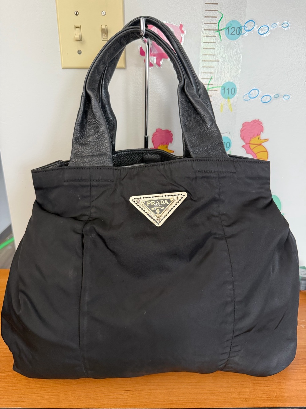 Prada Black Nylon Tote with Triangle Logo